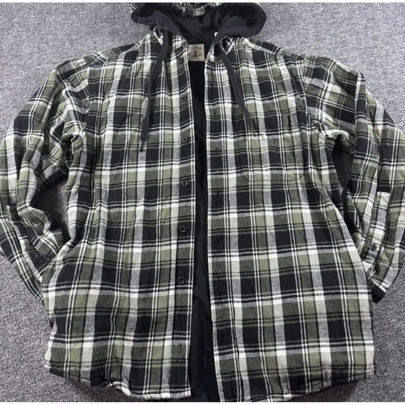 RedHead Brand Co. Other - RedHead Brand Co Mens Green Black Plaid Hooded Flannel Shirt Jacket Size Small